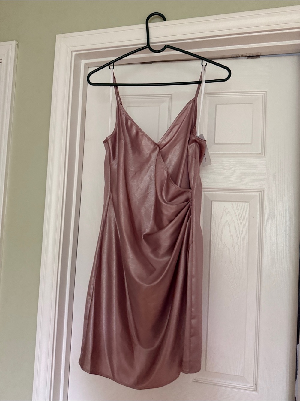 BCBGeneration Dusty Rose Satin Ruched Slip Mini Dress